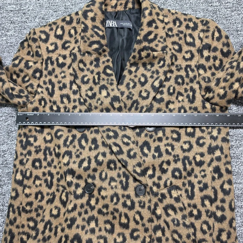 Coat Zara Size‎ XS Womens Brown Excellent Leopard Print Double Breasted 8287/110
